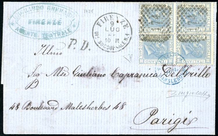 1868 - 20 cent. azzurro lillaceo ... 