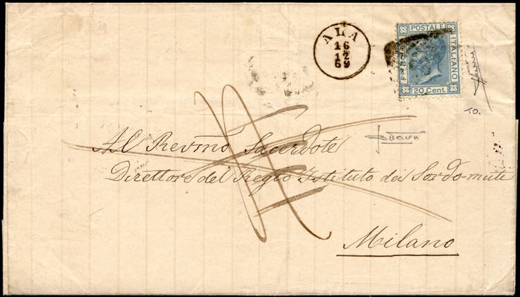 1869 - 20 cent. azzurro, tiratura ... 