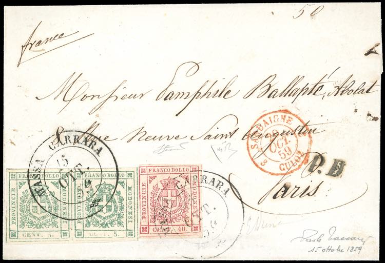 1859 - 5 cent. verde, coppia ... 