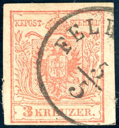 AUSTRIA 1850 - 3 kr. vermiglio, ... 