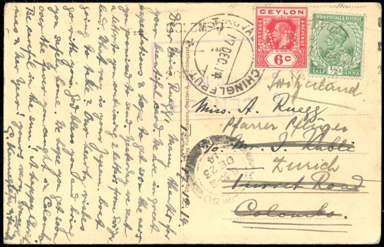 1914 - INDIA/CEYLON/SWISS - ... 