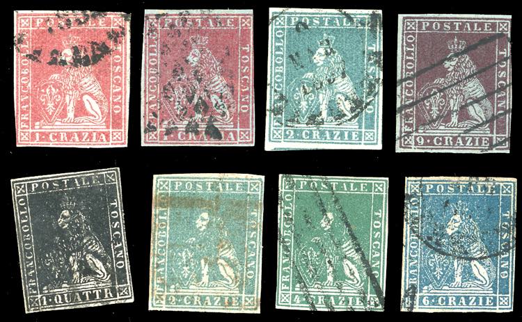 TOSCANA 1851/1857 - Otto esemplari ... 