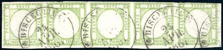 1861 - 1/2 tornese (17), striscia ... 