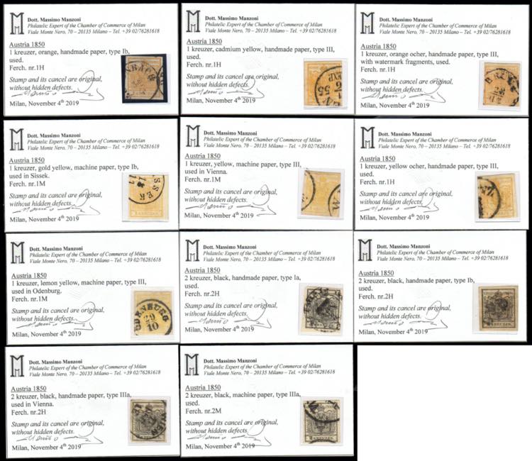 AUSTRIA 1850 - 1 kr., sette ... 