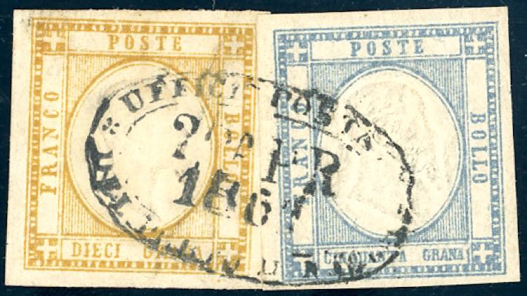 1861 - 50 grana azzurro grigio, 10 ... 
