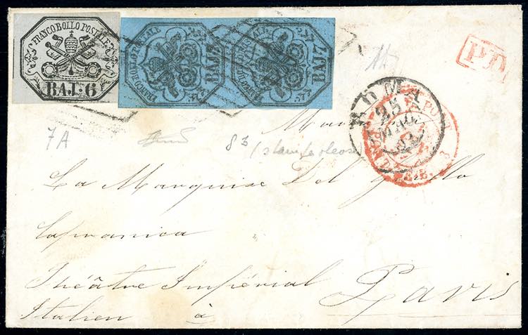 1854 - 7 baj azzurro, inchiostro ... 