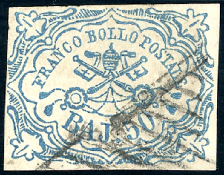 1852 - 50 baj azzurro (10), usato, ... 