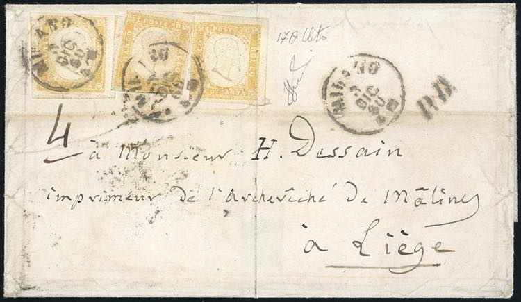 SARDEGNA-BELGIO 1860 - 80 cent, ... 