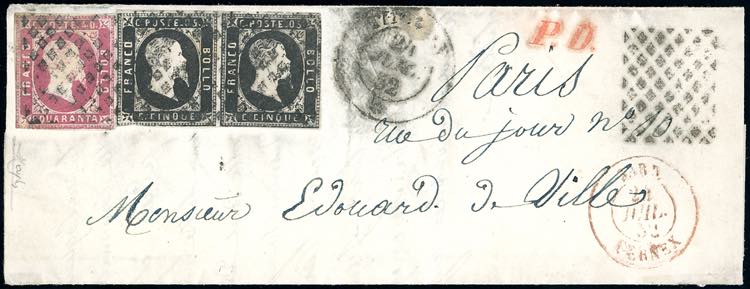 1852 - 5 cent. nero, coppia, 40 ... 