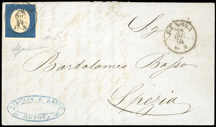 1854 - 20 cent. azzurro (8), ... 