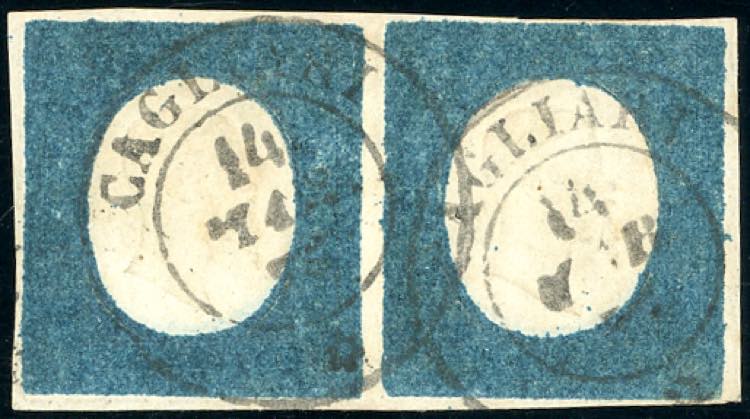 1854 - 20 cent. azzurro verdastro ... 