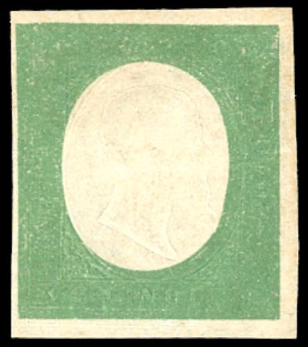 1854 - 5 cent. verde oliva scuro, ... 