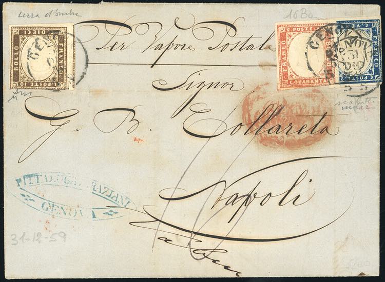 1859 - 10 cent. terra dombra, 20 ... 