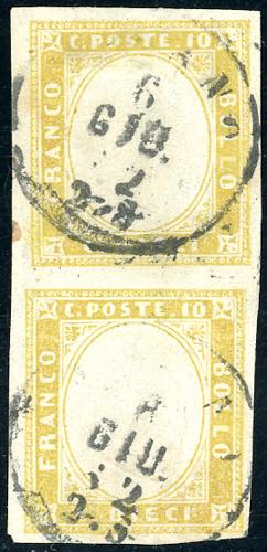 1862 - 10 cent. giallo olivastro ... 