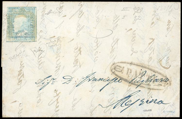 1859 - 2 grana azzurro verdastro, ... 