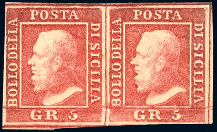 1859 - 5 grana rosa carminio, I ... 