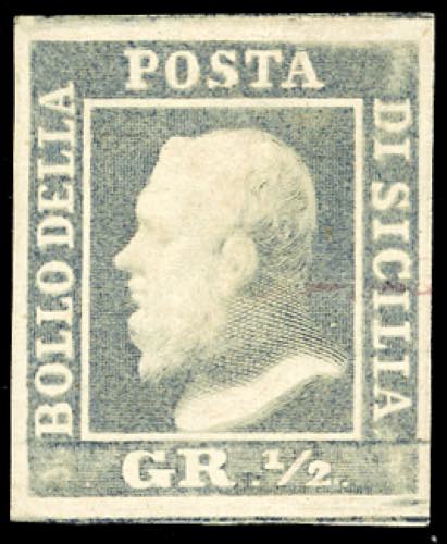 1858 - 1/2 grano lilla grigio, ... 