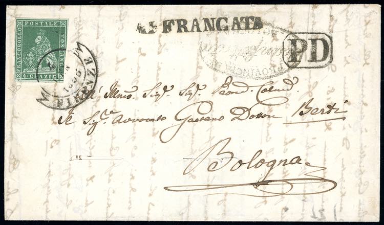 1855 - 4 crazie verde su grigio ... 