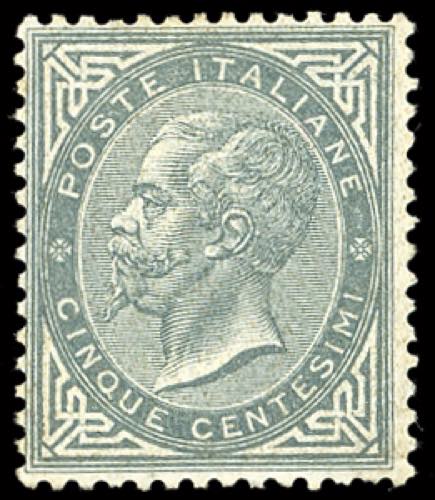1863 - 5 cent. grigio verde, De la ... 
