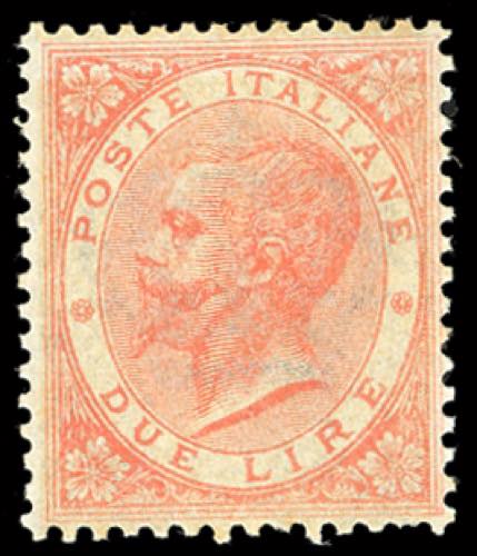 1863 - 2 lire scarlatto chiaro, De ... 