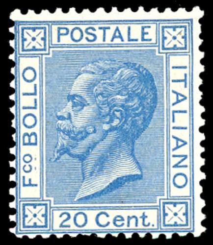 1867 - 20 cent. azzurro, tiratura ... 