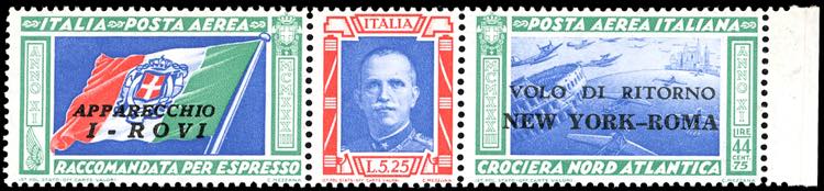 1933 - 5,25 + 44,75 lire trittico ... 