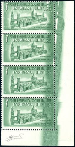 1944 - 1,25 lire (23), striscia ... 