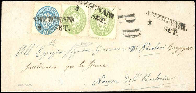 1864 - 3 soldi verde, dent. 14, ... 