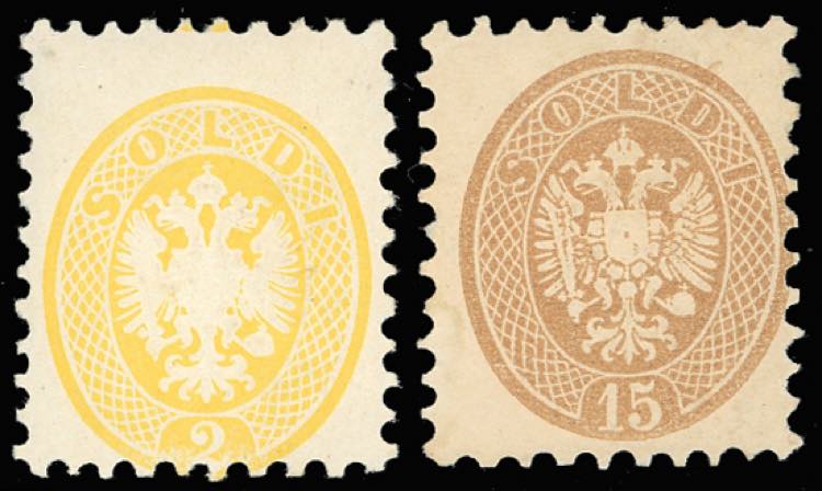 1864 - 2 soldi giallo e 15 soldi ... 