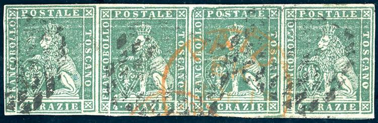 1851 - 4 crazie verde su grigio ... 