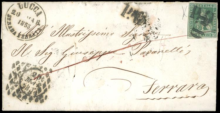 1855 - 4 crazie verde su grigio ... 