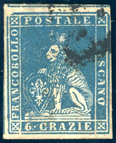 1857 - 6 crazie azzurro chiaro, ... 