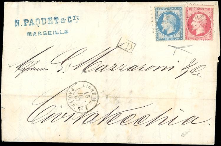 1867 - MARSIGLIA, bollo a punti ... 