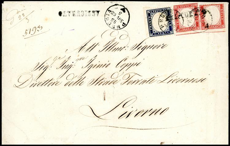 1862 - 20 cent. indaco (2), bordo ... 