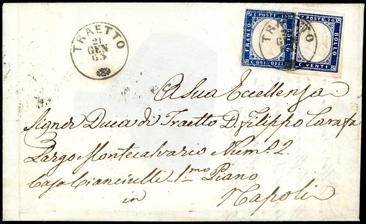 1863 - 15 cent. azzurro scuro tipo ... 