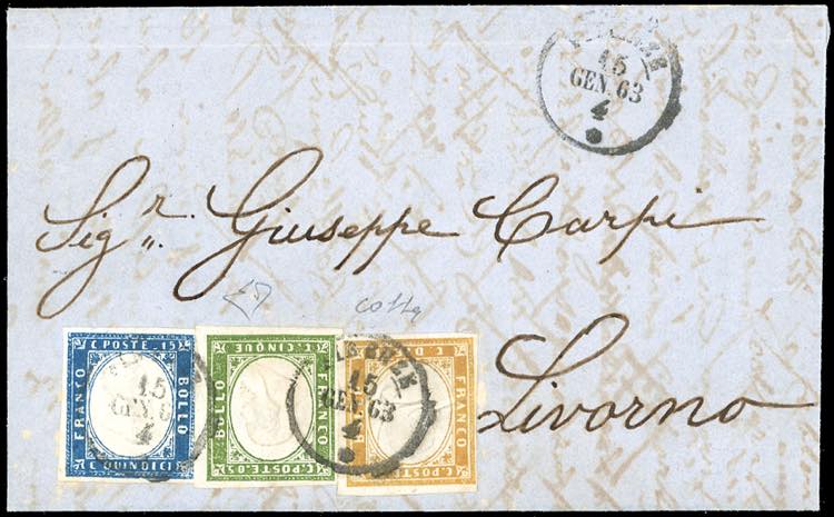 1863 - 15 cent. azzurro scuro tipo ... 
