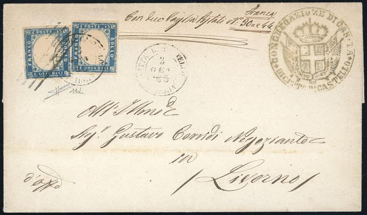 1863 - 15 cent. celeste latteo ... 