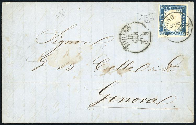 1863 - 15 cent. azzurro verdastro ... 