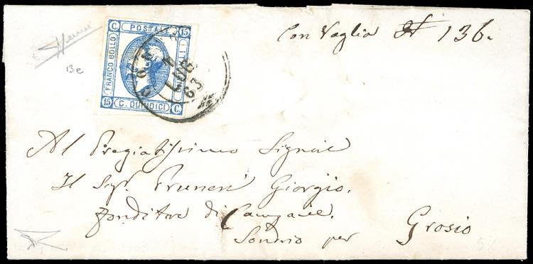 1863 - 15 cent. Litografico, II ... 