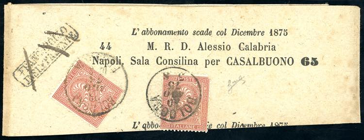 1875 - 2 cent. De La Rue, tiratura ... 