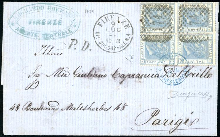 1868 - 20 cent. azzurro lillaceo ... 
