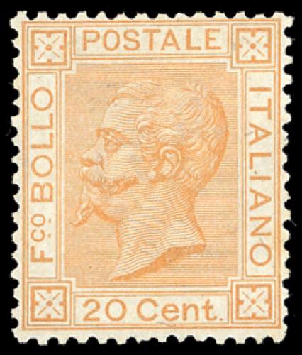 1877 - 20 cent. ocra arancio (28), ... 