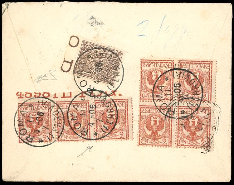1906 - 2 cent. Floreale, striscia ... 