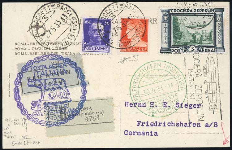 1933 - 3 lire Zeppelin, 50 cent. e ... 