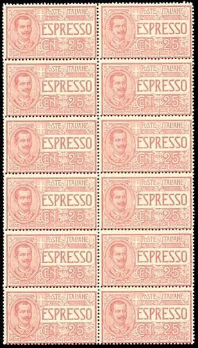 1903 - 25 cent. (1), blocco di 12 ... 