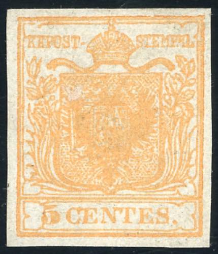 1850 - 5 cent. arancio (1h), nuovo ... 