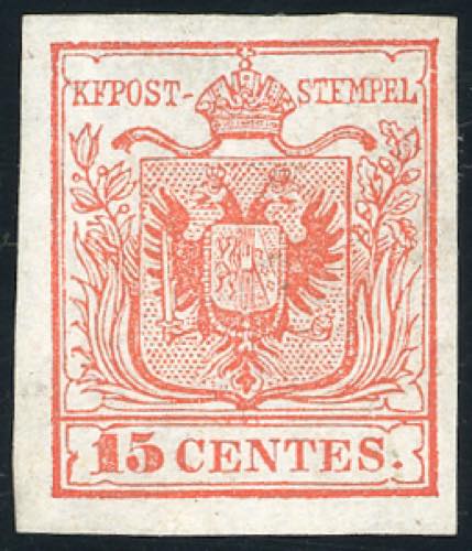 1850 - 15 cent. rosso, I tipo, I ... 