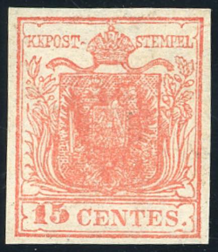 1850 - 15 cent. rosa carminio, II ... 