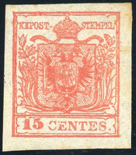 1852 - 15 cent. rosso vivo, III ... 