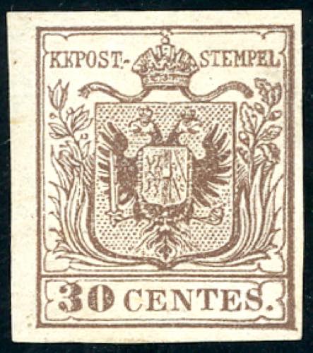 1850 - 30 cent. bruno, I tipo, I ... 